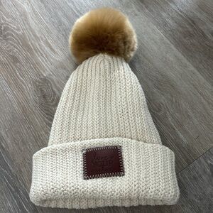 Cream Knit Pom-Pom Beanie